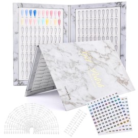Velarionna 160 Nail Color Display Book with 240 Nail Tips and 1-200 Number Labels, Gel Polish Colors Card Board Professional Color Swatches Book