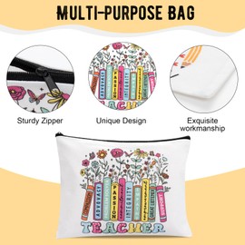 SIXVALA Thank You Teacher Gifts, 16 PCS Teacher Appreciation Gifts Include Makeup Bags, Teacher Keychain, Bookmark, Best Teacher Ever Pen, Christmas Gift for Teachers