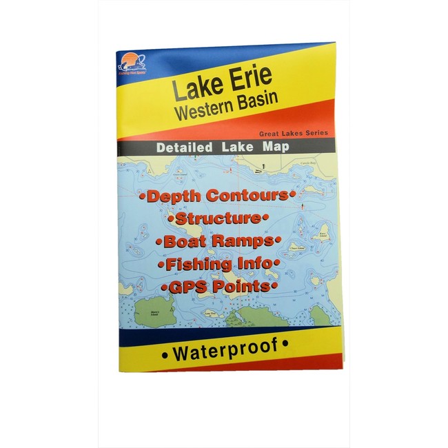 Lake Erie Western Basin Map, GPS Points, Waterproof Detailed Lake Map - #L127