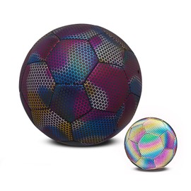 Reflective Football PU Glowing Sports Soccer Ball with Pump for Training Night Games