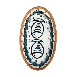 KICHOUSE Japanese Style Rattan Fruit Dessert Plate Creative Ceramic Tableware for Serving Fruits and Desserts Decorative Bowl for Dinner and Stylish Table Decor