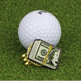 Golf Ball Marker with Dollar Cash Stack Design – Magnetic Hat Clip Included – Fun Novelty Golf Accessory