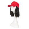 TESS Red Baseball Cap with 8'' Short Wavy Synthetic Hair
