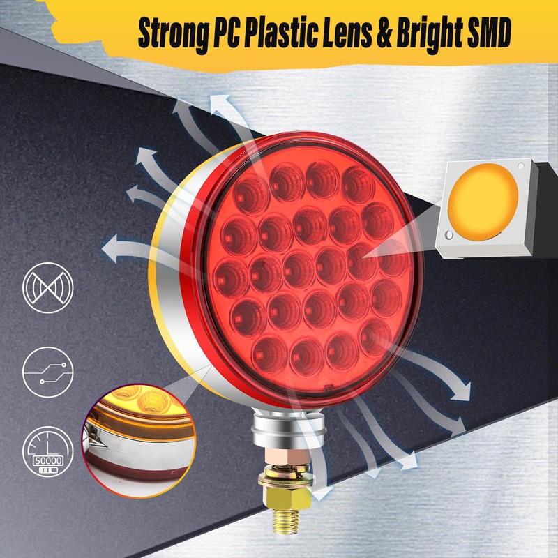 Trailer Pedestal Lights stud mount Turn Signal Side Lamp, Round