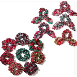 Egurs Christmas Hair Scrunchies, Pack of 13 Christmas Elastic Ponytail Hair Bobbles Colourful Hair Accessories Hair Rope for Girls Women Children Women