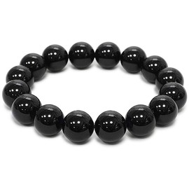 Shinjuku Gin no Kura, 0.5 inch (12 mm) Ball, Black Tourmaline, Bracelet, Length Approx. 6.9 - 7.7 inches (17.5 - 19.5 cm), M - LL Size, Birthstone, October, Natural Stone, Bracelet Beads, Simple,