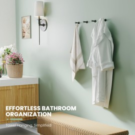 Dripex Towel Hooks Stainless Steel Coat Hooks Single Hook Maximum Load 15 kg Black Pack of 4