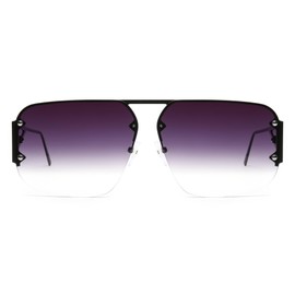 JOO'RTI Aviator Sunglasses Mens Womens, Retro Trendy Shades, Oversized Square Sun Glasses, Black Frame Gradient Dark Grey Lens