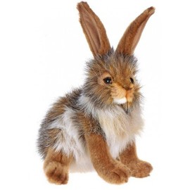 Set of 4 Brown and White Handcrafted Plush Bunny Rabbit Stuffed Animals 8.50"