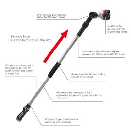 Eden 94624 Pro Metal 6-Pattern Turbo Extension Watering Wand