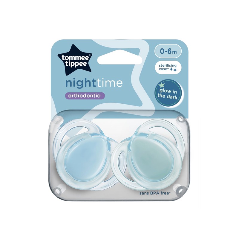 Tommee Tippee Nighttime soother, 0-6 months, 2 pack of glow