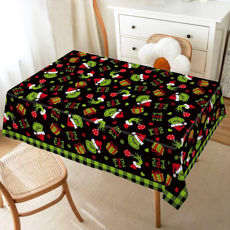 Hafangry Merry Grinchmas Tablecloth Xmas Green Elf Winter Holiday Party