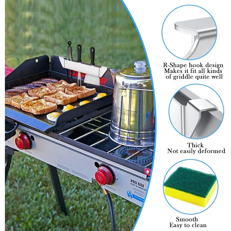 2Pcs Stainless Steel Griddle Spatula Stand with 4 Screws, Grill