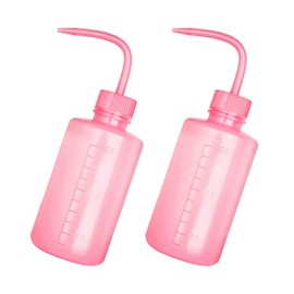 BDBF 2Pcs Pink Safety Wash Bottle Tattoo Wash Bottles with Scale Labels Plastic Lab Squeeze Bottle,Safety Lab Wash Bottles with Narrow Mouth,Safety Wash Bottle Plastic Squeeze Bottles for Lab and Tattoo