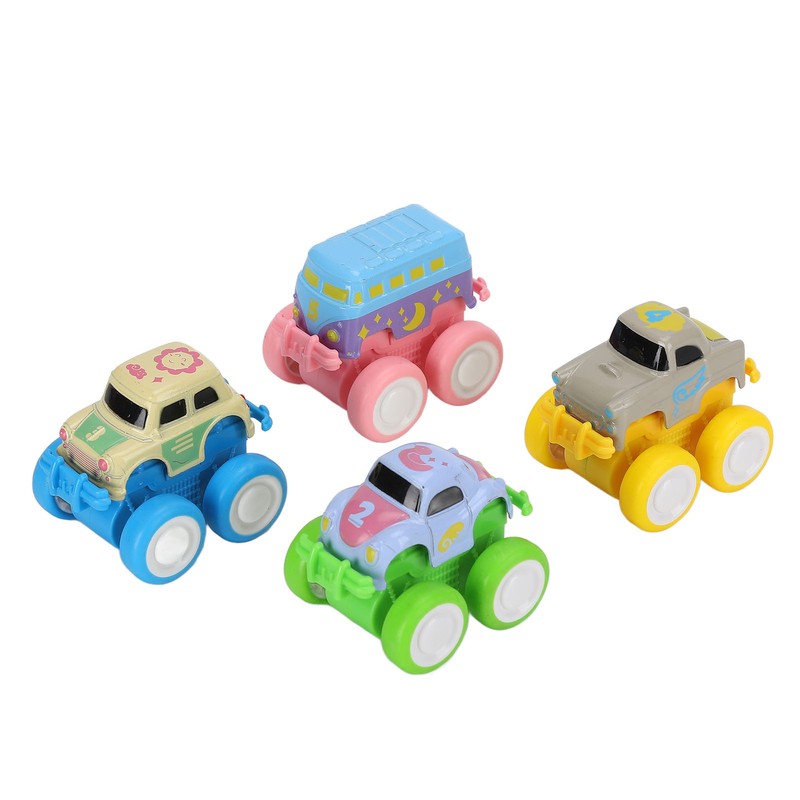 4pcs Pull Back Car Toys Cartoon Q Version Alloy Vehicle