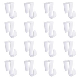 UFURMATE Over Cabinet Door Hooks, 16Pcs Plastic Over Door Single Hooks Multi-Purpose Over The Cupboard Drawer Hooks Space-Saving Hanger Extender Clips Hooks for Kitchen Bathroom Bedroom (White)