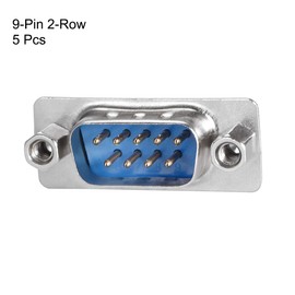 sourcing map D-sub Connector Male Plug 9-pin 2-row Port Terminal Breakout for Mechanical Equipment CNC Computers Blue Pack of 5