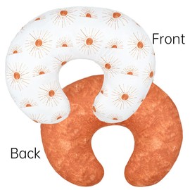 Nursing Pillow Cover Stretchy Removable Infant Cotton Pillow Slipcovers for Baby Boy Girls Breastfeeding Moms Two-Sided Design (Rusty Sun)