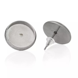 Favored Memories 30 pcs. 304 Stainless Steel Earring Posts Settings Bezels Tacks - 6mm Glue Pad