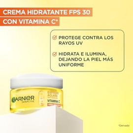 Garnier Express Aclara Crema Hidratante Antimanchas con Vitamina C y FPS 30, Unifica el Tono de la Piel, Protege de Rayos UVA/UVB, Cuidado Facial Diar