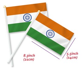 25PCS India Handheld Small Flag, Indians Hand held Mini Decor Decoration Banner