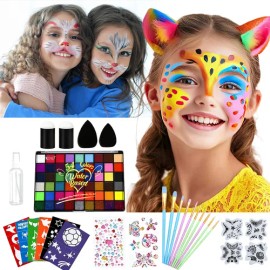 Kit Maquillaje 54 Colores Pintura Facial Base Agua Para Pint