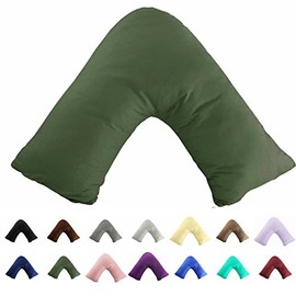 Gyulin 100% Cotton 300TC Soild Envelope Style V Shaped/Tri/Boomerang Standard Pillow Case Cushion Cover Only Cover No Insert (Olive Green)