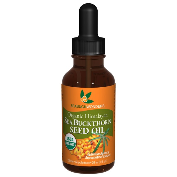 SeabuckWonders Sea Buckthorn Seed Oil,100% Certified Organic, 1 FL OZ