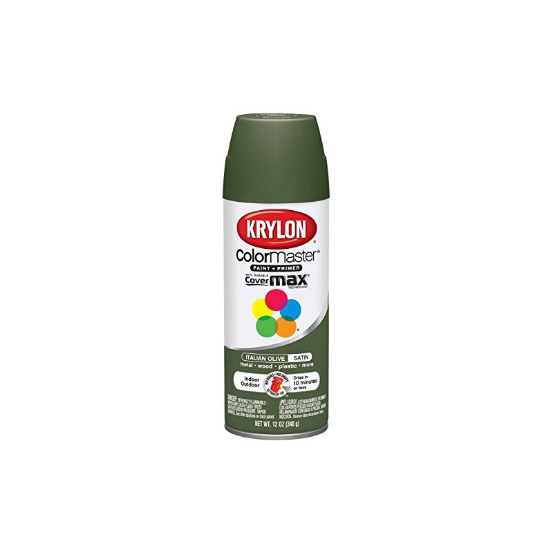 Krylon K05352207 ColorMaster Paint + Primer, Satin, Italian Olive, 12