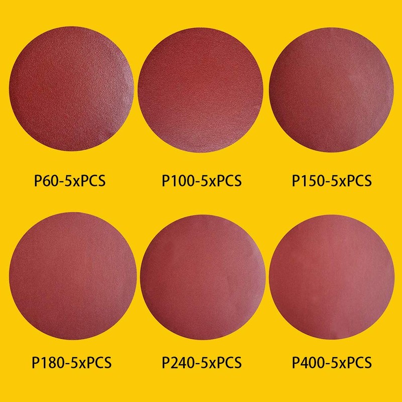 TPmax 30 PCS 200mm NO-Hole PSA Aluminum Oxide Sanding Disc,