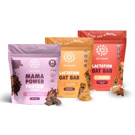 Oat Mama New Mom Postpartum Bundle - Chocolate Almond Coconut + Peanut Butter Chocolate Chip Lactation Bars + Protein Powder - All Natural Breastfeeding Lactation Snacks & Supplement for New Moms