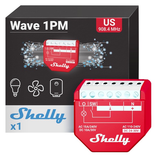 Shelly Wave 1PM US UL | Z-Wave Smart Switch Relay,