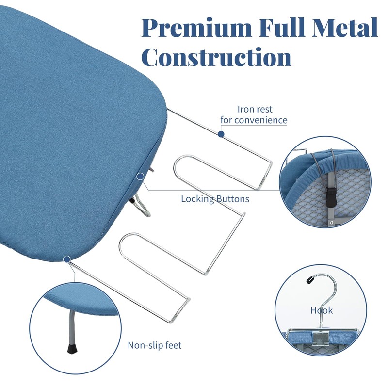 Metal Foldable Iron Board with Iron Holder, RAINHOL Small Ironing