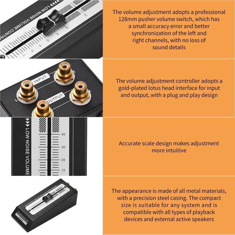 YDuupxe Passive Volume Control, HiFi Preamp for Active Monitor Speakers,