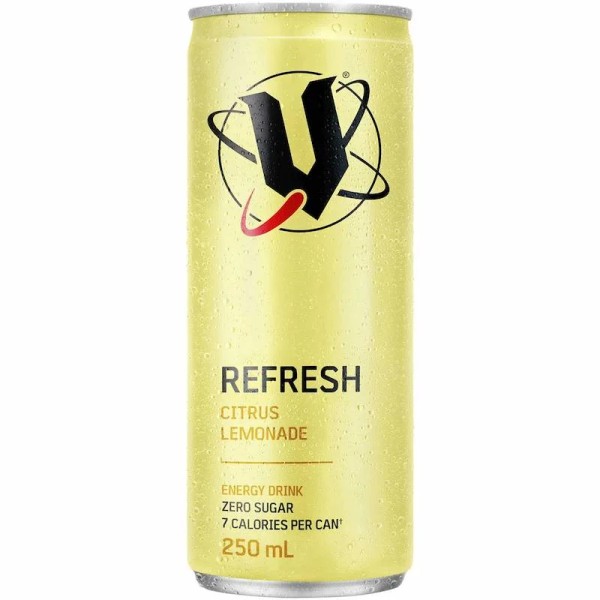 V Energy Refresh Citrus Lemonade Sugar Free Can 250ml *Best Before Late Aug 2023*