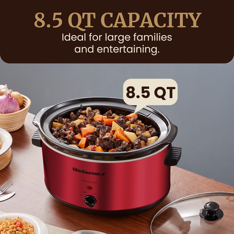 Elite Gourmet MST-900RXT# Electric Ceramic XL Jumbo Slow Cooker, Adjustable