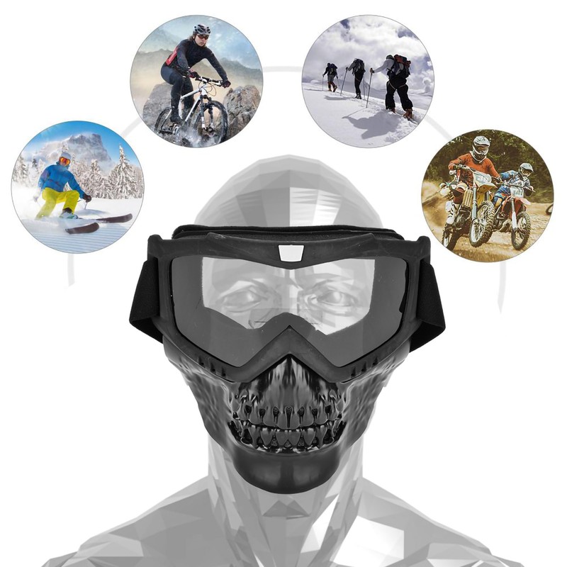 Outdoor Skull Motorcycle Helmet Goggles Face Mask Motorbike Racing Glasses
