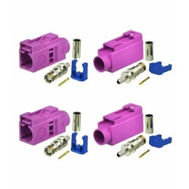 keisnoaja RF Coaxial Cable Connector, 4Pcs Fakra Video Connector H Female RG174 RG316 Cable Connector Crimp Solder for Car XM Radio GPS Telematics or Navigation Ships, Pink, 4XEB-014-0007-XGDX