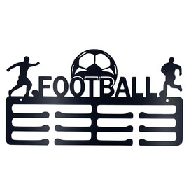 Dycmetal Medallero de Football para Pared Color Negro, Colgador de Metal para medallas de fútbol, Soporte de Pared para medallas