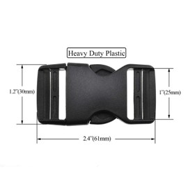 SGH Pro Quick Side Release Buckles Clips Snaps Dual Adjustable No Sewing Heavy Duty Plastic 1"/25mm Wide 12 Pack Replacement for Nylon Strap Backpack Fanny Pack Webbing Belt Dog Collars Sturdy
