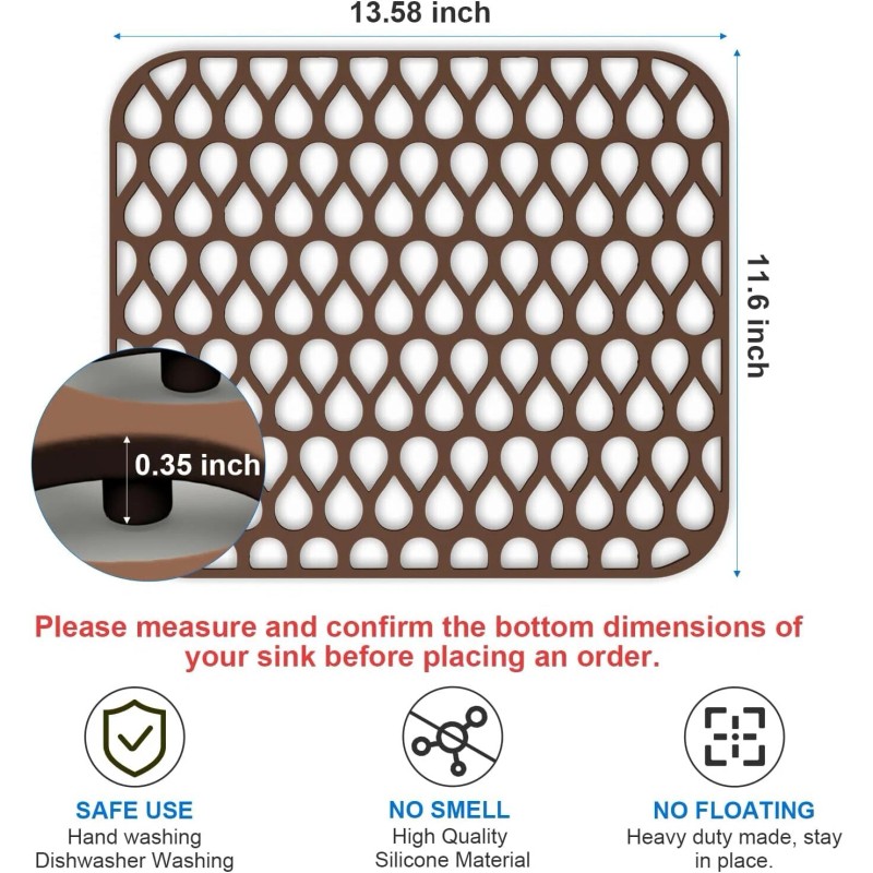 Toovem Sink Protectors for Kitchen Sink, 2Pcs TOOVEM13.6x 11.6''Non-Slip Silicone