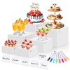 Qinzave 6 Pcs White Acrylic Buffet Risers with Mini Sign