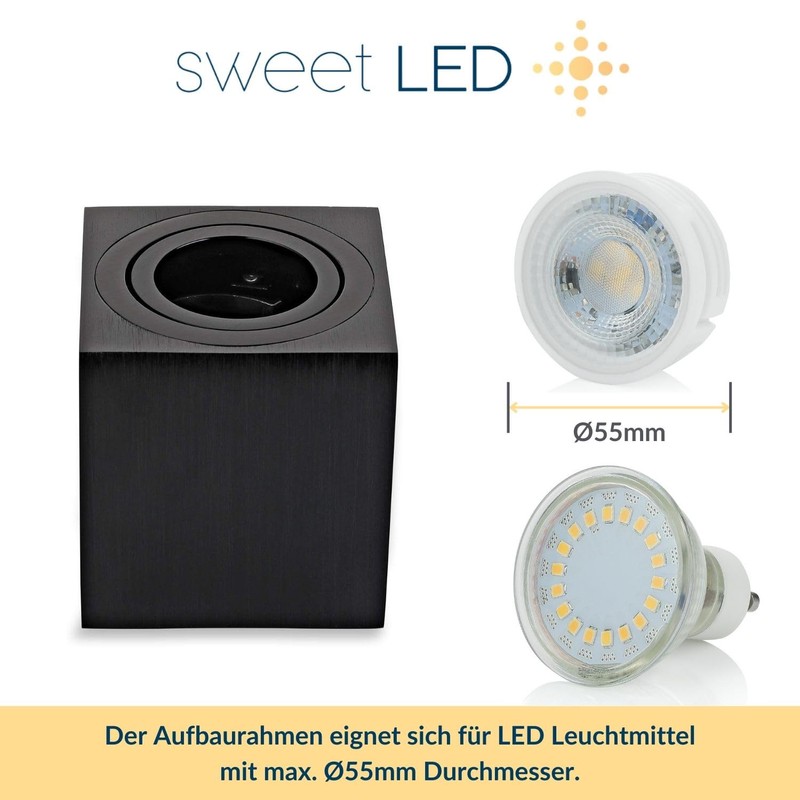 Sweet Led 2 x Mounting Frame Black Brushed GU10 Surface