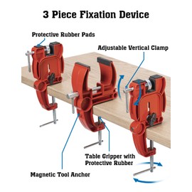 Ski and Snowboard Vises for Tuning, Repair and Waxing, Non-Slip Ski Snowboard Clamp with Rubber Pads, Vice Grips and Horizontal and Vertical Working Positions, Stable Ski Snowboard Tuning Vise