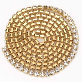 10 Yard Rhinestone Ribbon, Resin Crystal Diamond Chain Trim Roll for DIY Craft Wedding Party Sewing Decoration (4 mm Gold)