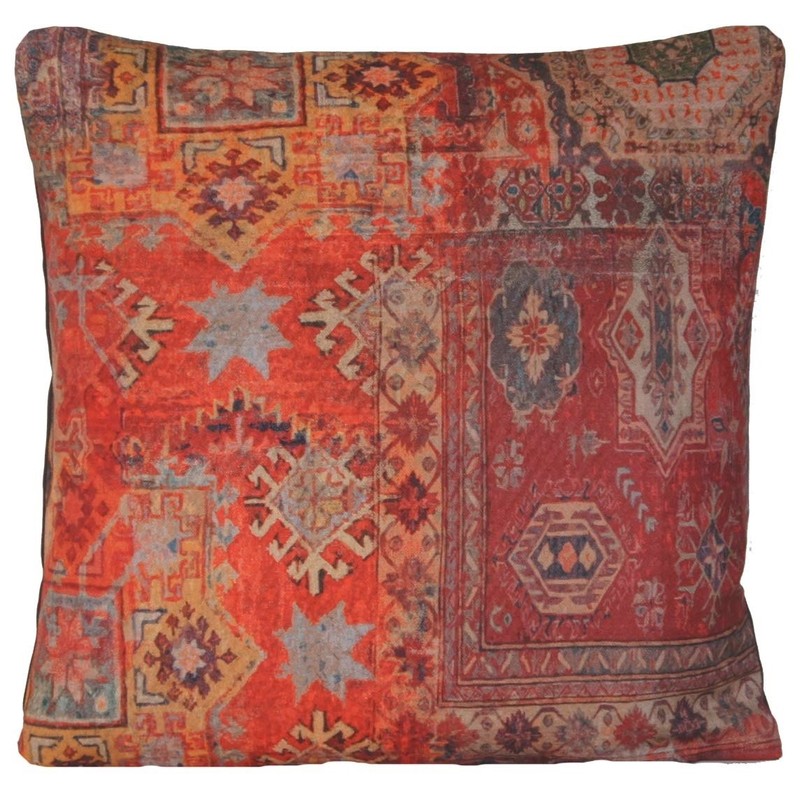 Arcobaleno London Rug Oriental Design Cushion Cover Red Printed Kilim