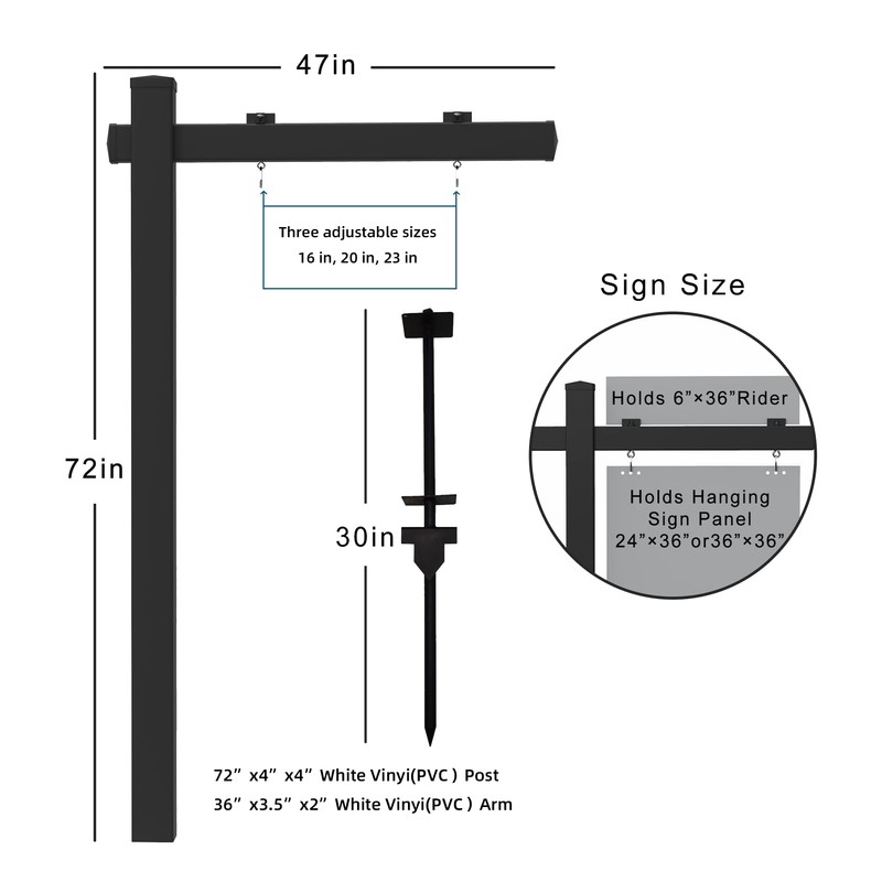 FENCETECH Vinyl PVC Real Estate Sign Post 6' Tall, Realtor