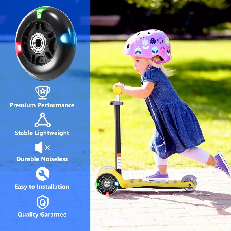 Scooter Replacement Wheels 80mm pair, LED Flash Wheel Maxi Micro