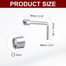 HARFINGTON 5pcs l Shaped Angled Open Hex Socket Wrench 10mm Metric Carbon Steel Single Ended 6 Point Socket Spanner for General Repairing Pipeline Bicycle Car Maintenance DIY Hand-making