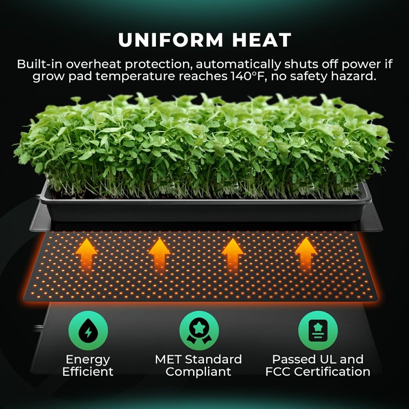 MARS HYDRO Seedling Heat Mat Waterproof 10''x 20.75'' and Digital